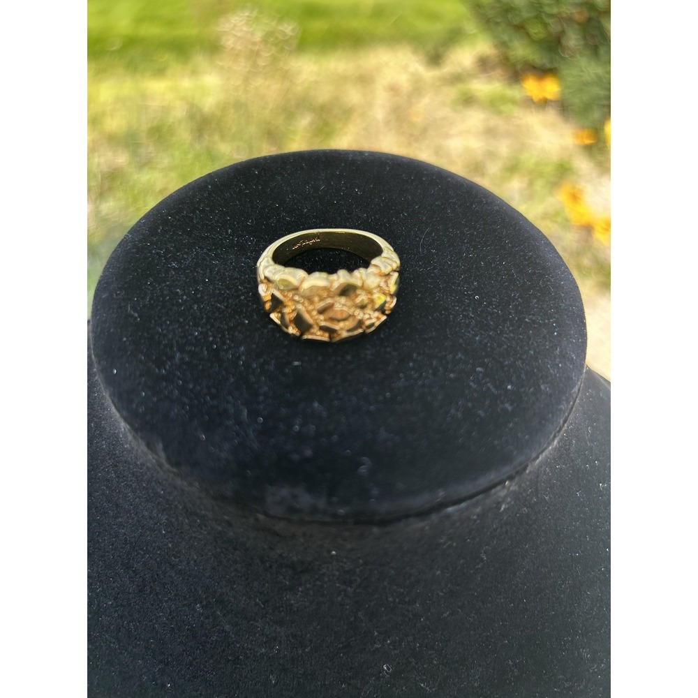 Vintage Uncas Ring Size 9 14KT GE Gold Electroplate Floral Statement U Arrow